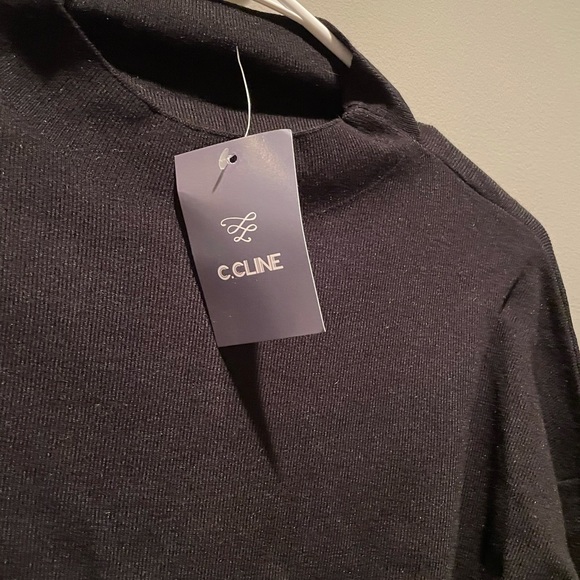 NWT C.Cline Black Long Sleeve Shirt top Solid S - Picture 1 of 7